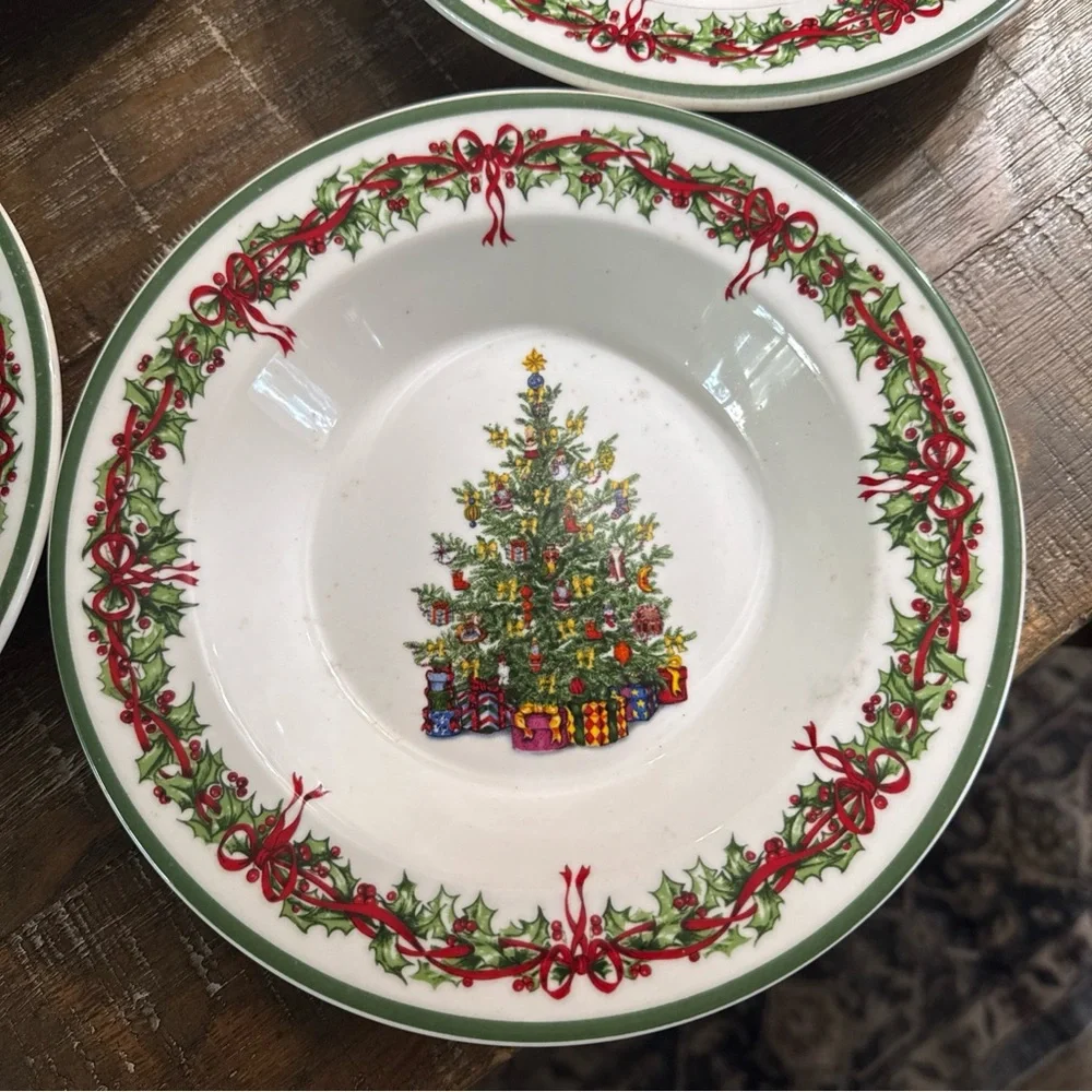 Christopher Radko Traditions Holiday Celebration Tree Dinner Bowls- 4